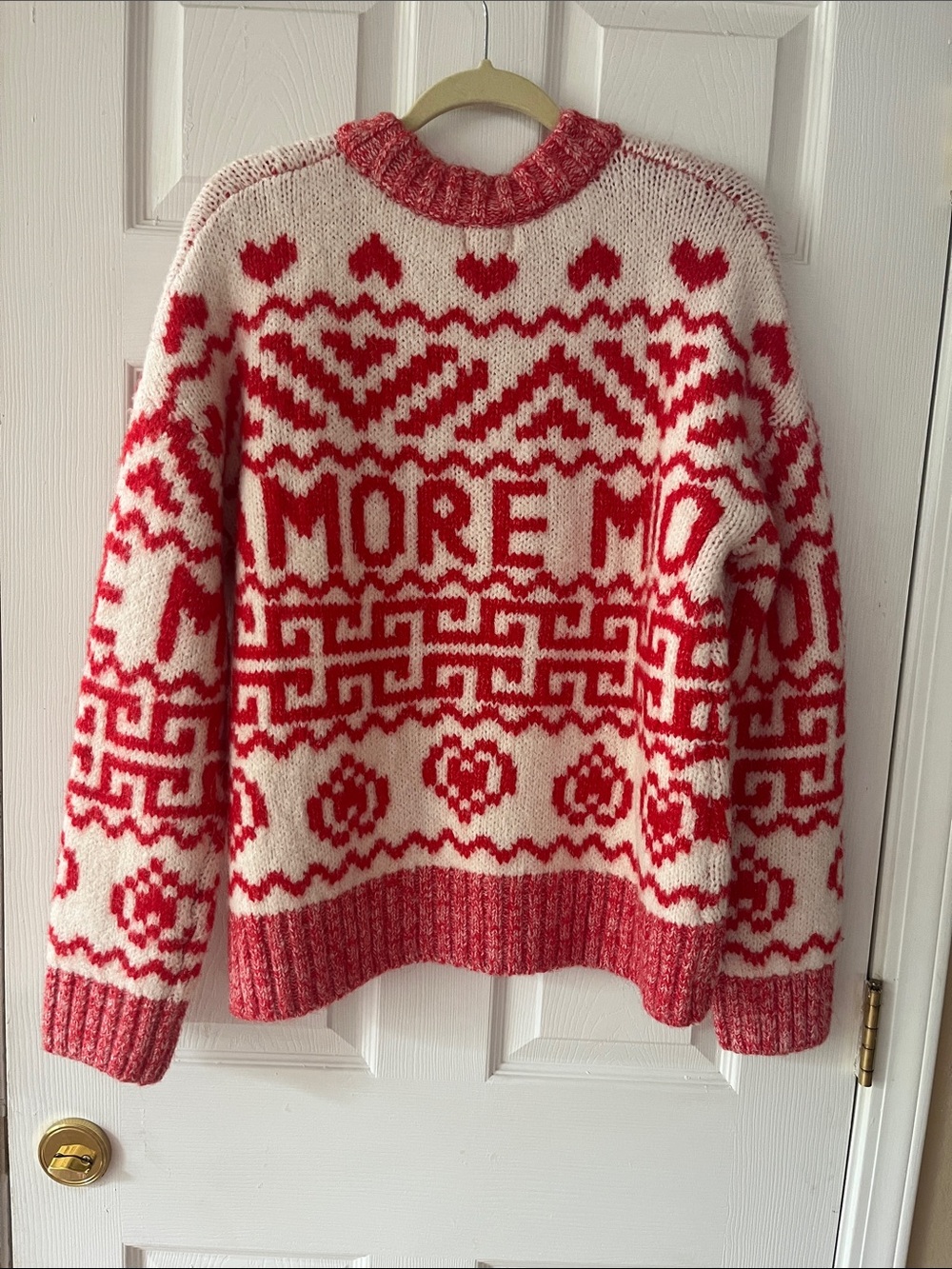 H&M Red and Cream Fair Isle Crewneck Sweater - Picture 4 of 5